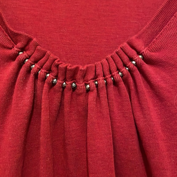 Talbots Embellished Scoop Neck Top | Pima Cotton | size Lp - Picture 4 of 8